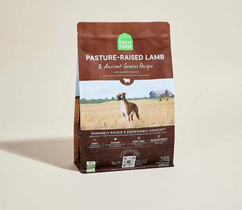 Open Farm Ancient Grains Lamb dry dog food kibble bag