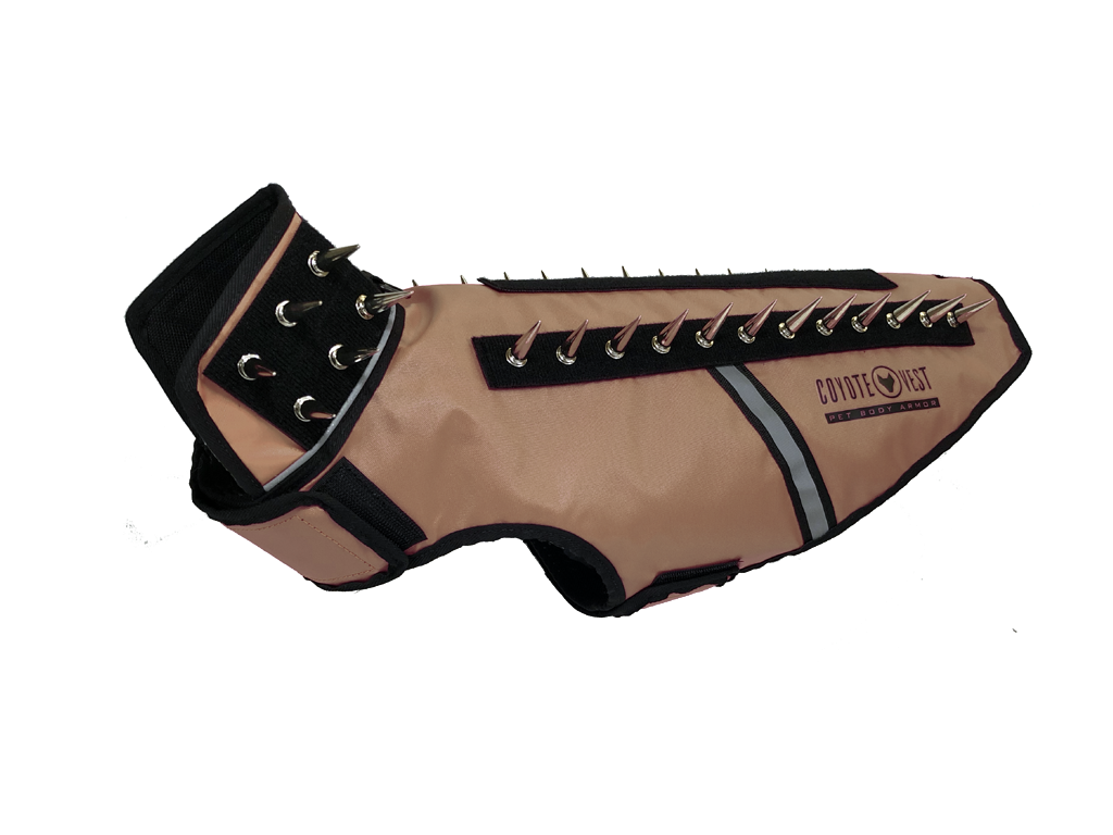 SpikeVest spiked coyote protection vest in tan