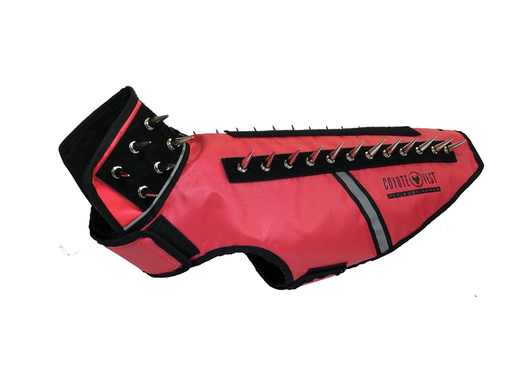 SpikeVest spiked coyote protection vest in red